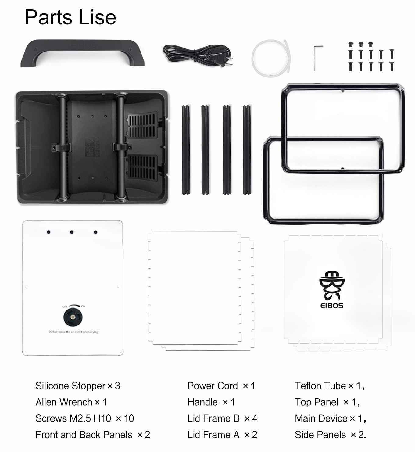 EIBOS Filament dryer parts list