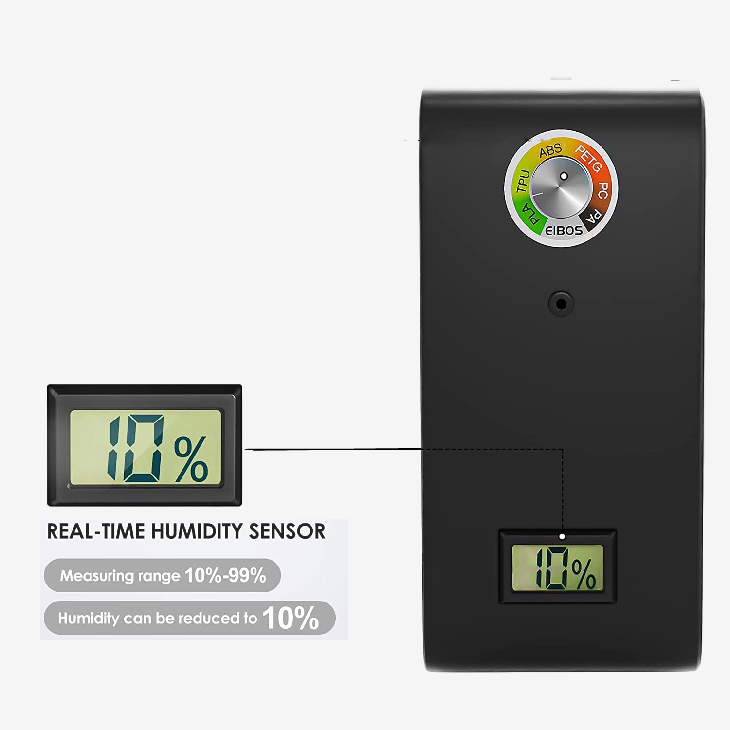 Filament dryer Easdry's moisture meter, test range 10% to 99%